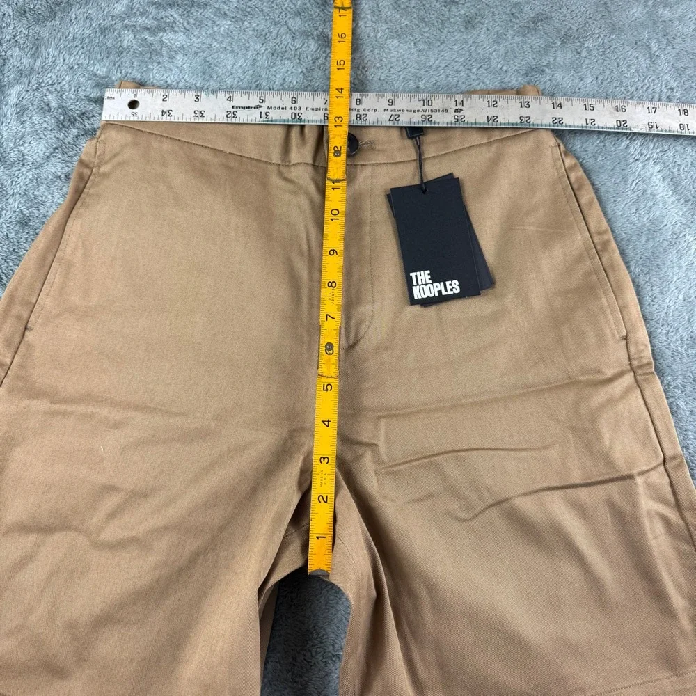 The Kooples Tan Cotton Blend Tailored Shorts Size‎ S Elastic Waist Pockets - Picture 3 of 7